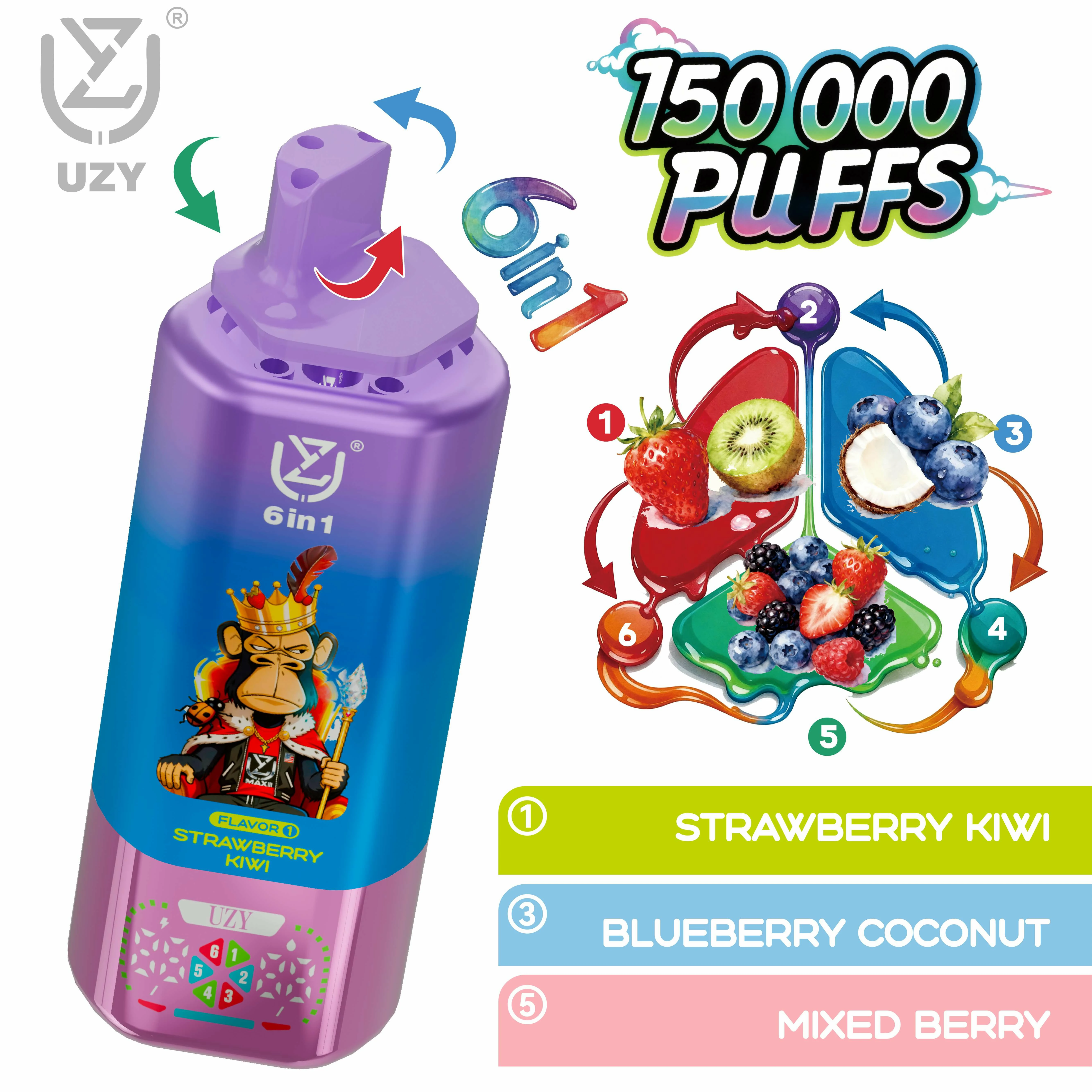 UZY 150000パフ 6-in-1 使い捨て電子タバコ - image 4