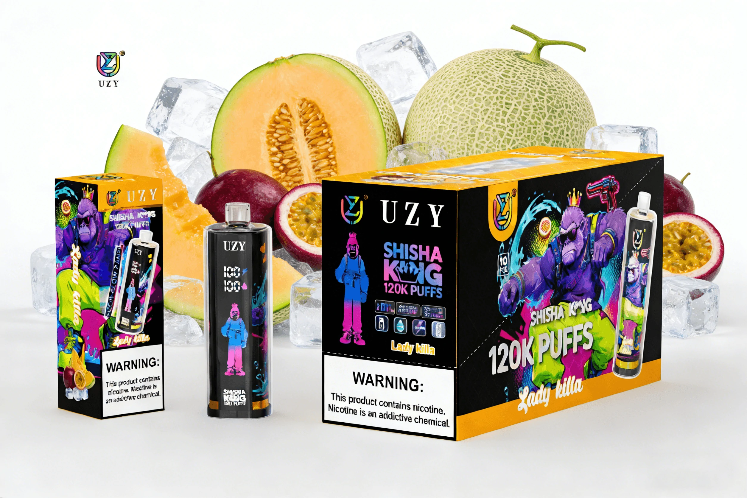 UZY Shisha HOOKAH KING 120000パフ 使い捨て電子タバコ - image 4