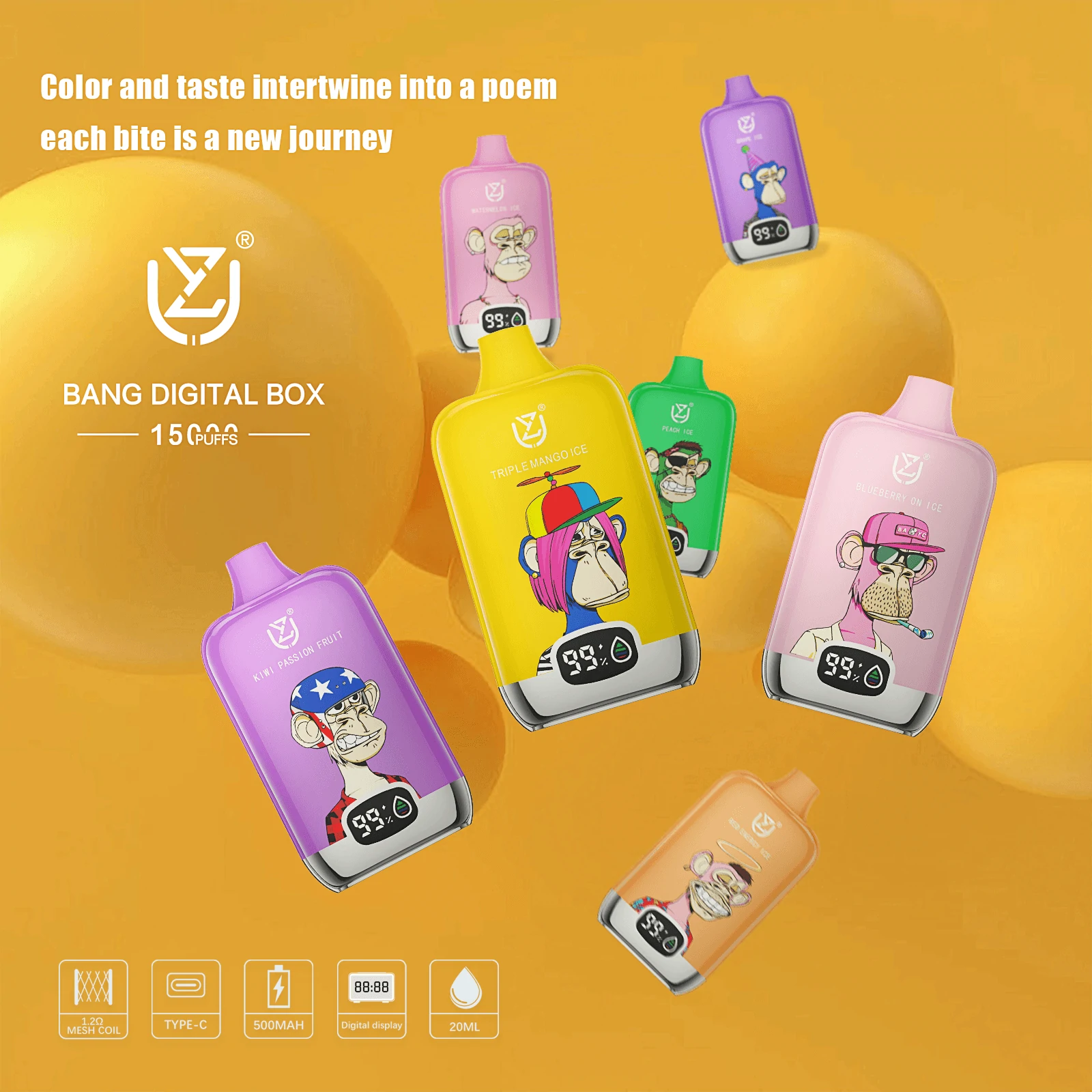 UZY Bang Digital 15000パフ 使い捨て電子タバコ - image 3