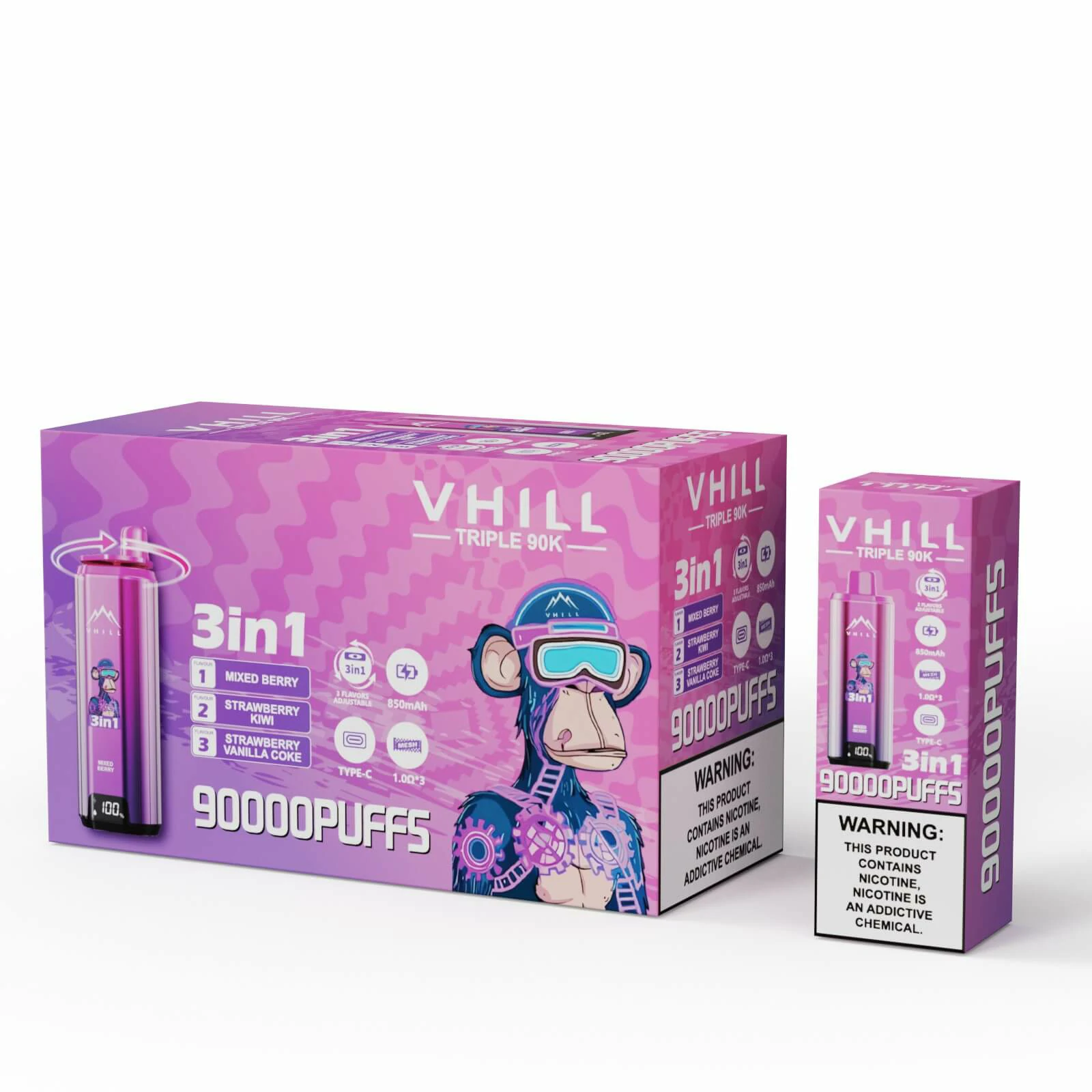 VHILL TRIPLE 90000パフ 3-in-1 使い捨て電子タバコ - image 3