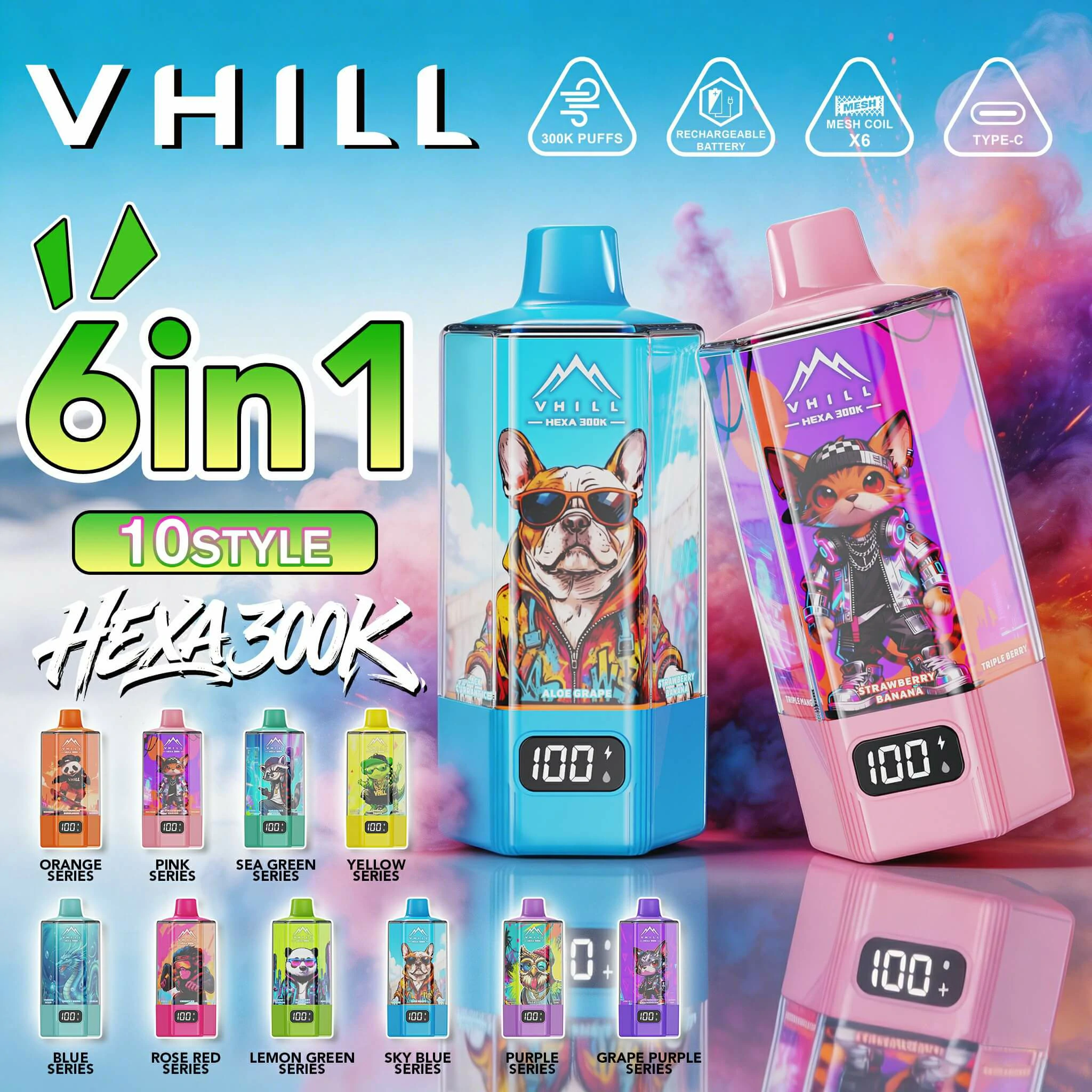 VHILL HEXA 300000パフ 6-in-1 使い捨て電子タバコ - image 2