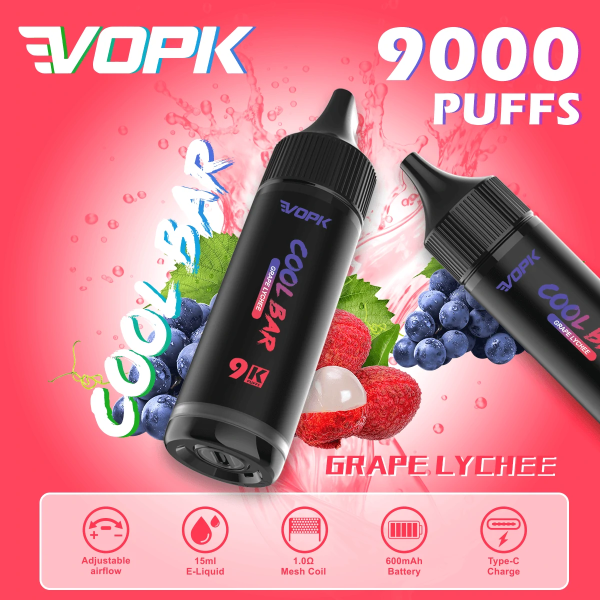 VOPK COOL Bar 9000パフ 使い捨て電子タバコ - image 6