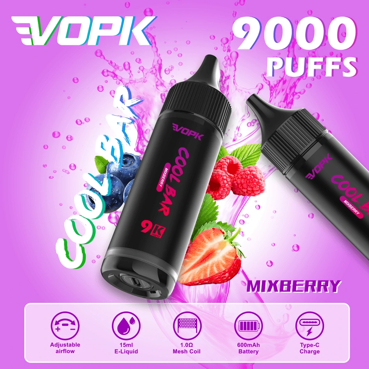 VOPK COOL Bar 9000パフ 使い捨て電子タバコ - image 3