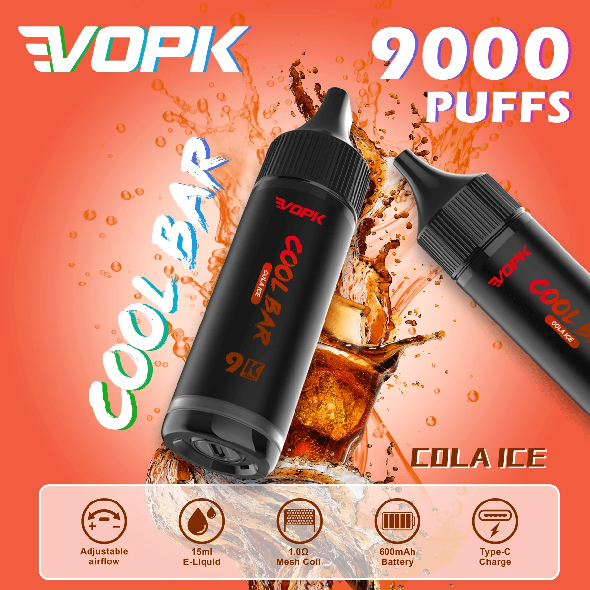 VOPK COOL Bar 9000パフ 使い捨て電子タバコ - image 7
