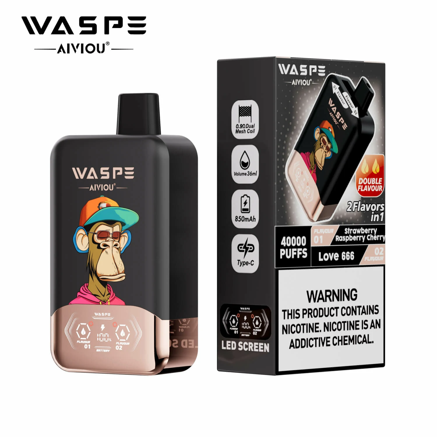 WASPE AIVIOU 40000パフ 2-in-1 使い捨て電子タバコ - image 4