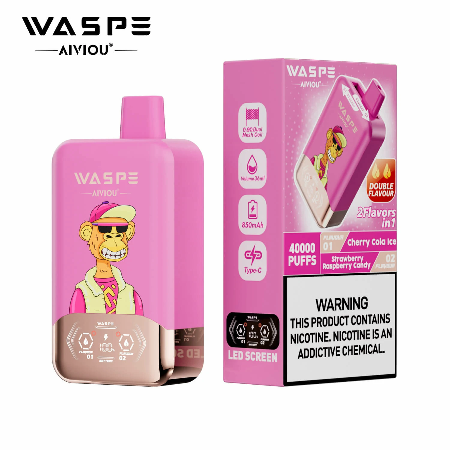 WASPE AIVIOU 40000パフ 2-in-1 使い捨て電子タバコ - image 8