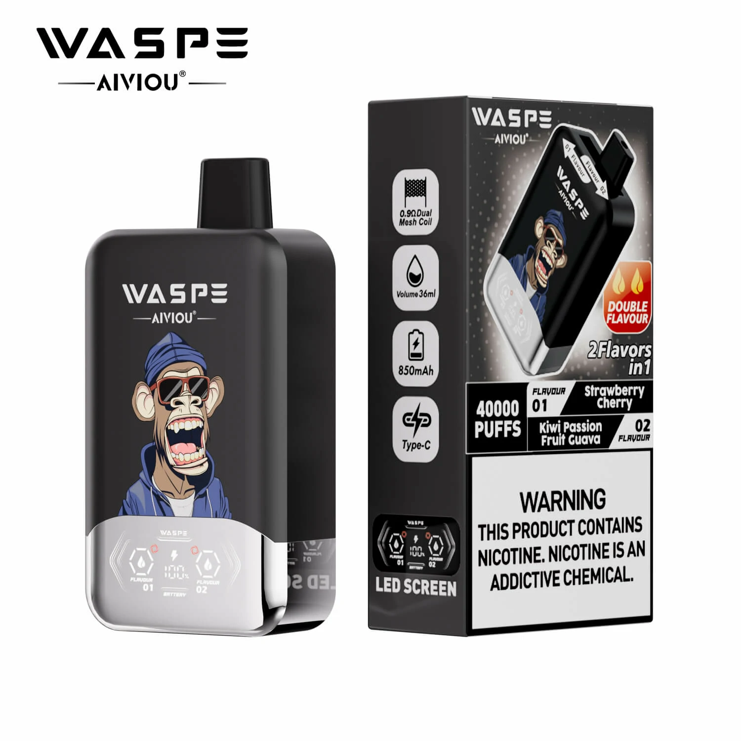 WASPE AIVIOU 40000パフ 2-in-1 使い捨て電子タバコ - image 9