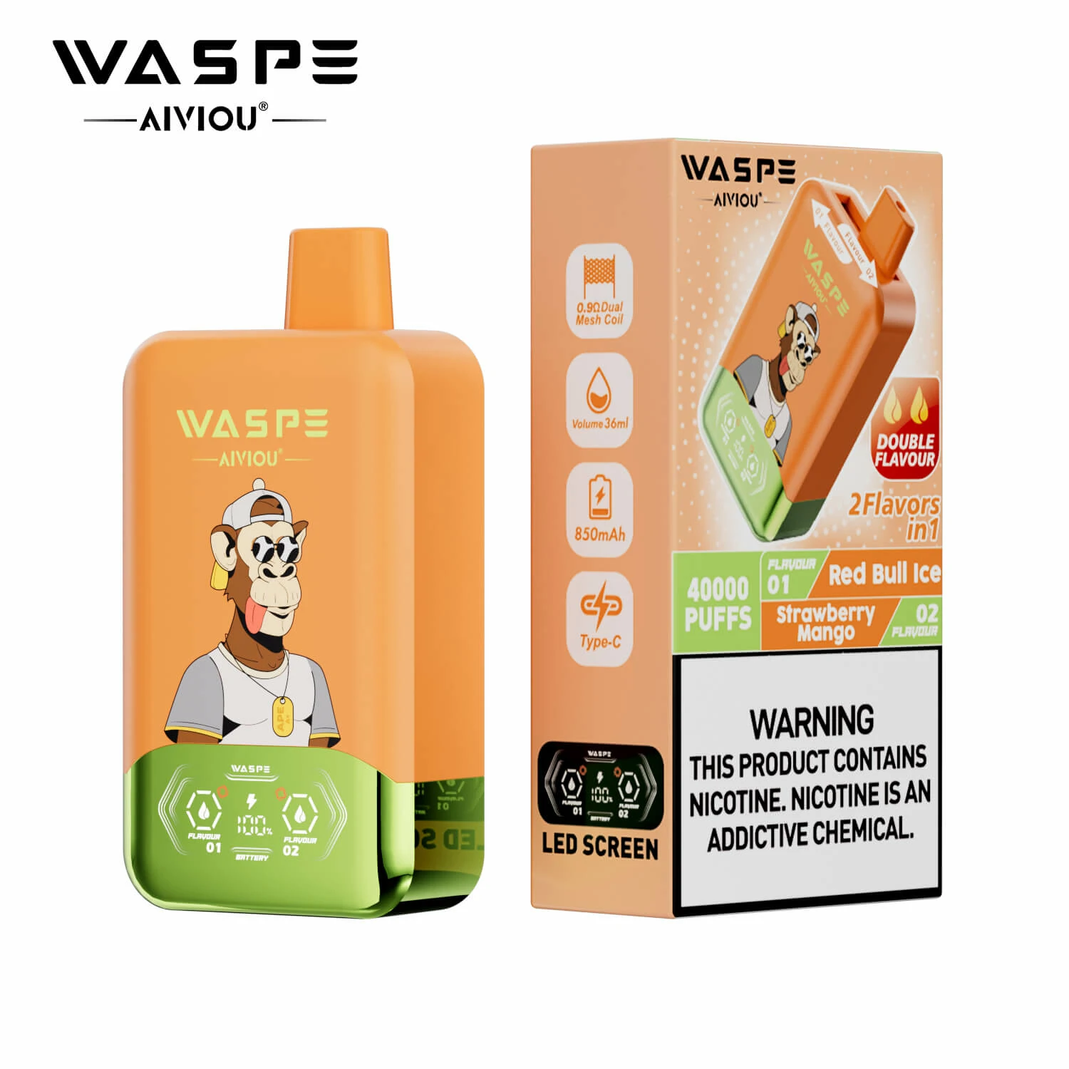 WASPE AIVIOU 40000パフ 2-in-1 使い捨て電子タバコ - image 3