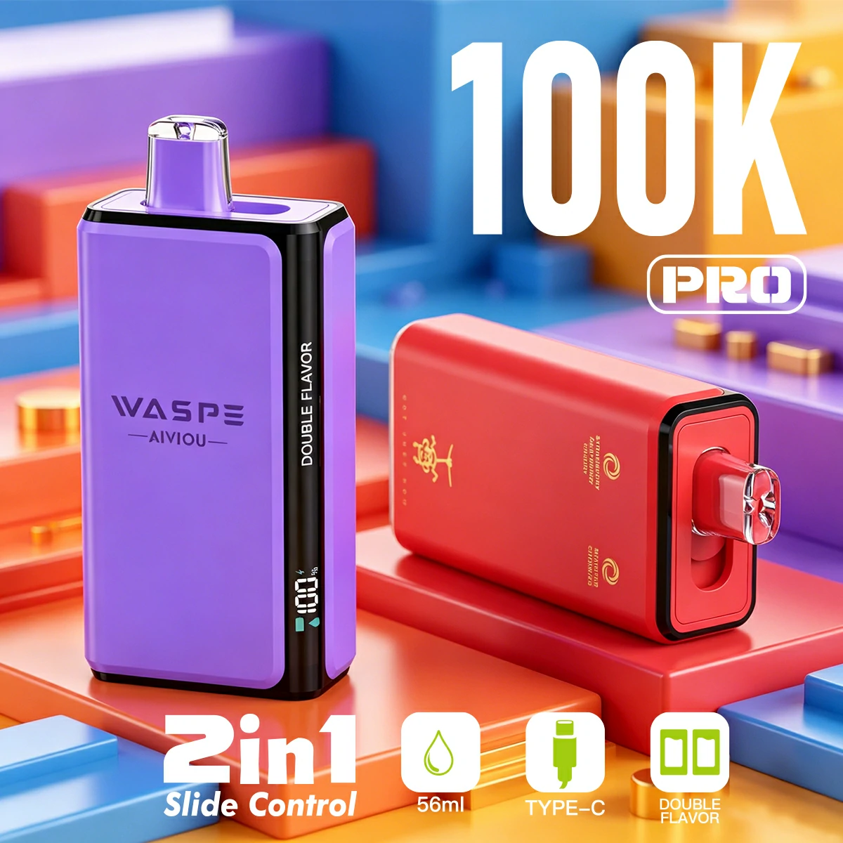 WASPE Pro 100000パフ 2-in-1 使い捨て電子タバコ - image 3