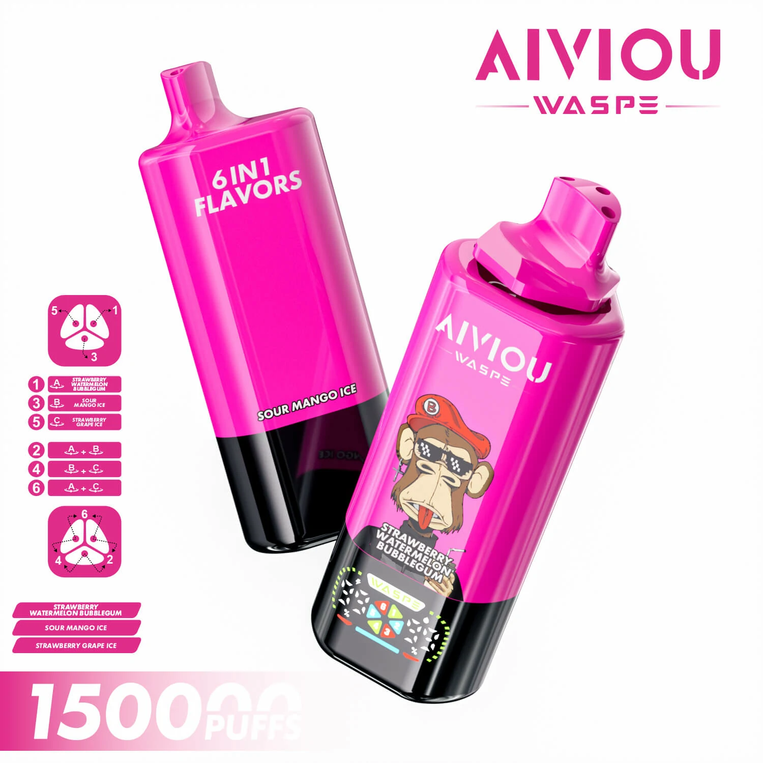 WASPE AIVIOU 150000パフ 6-in-1 使い捨て電子タバコ - image 8