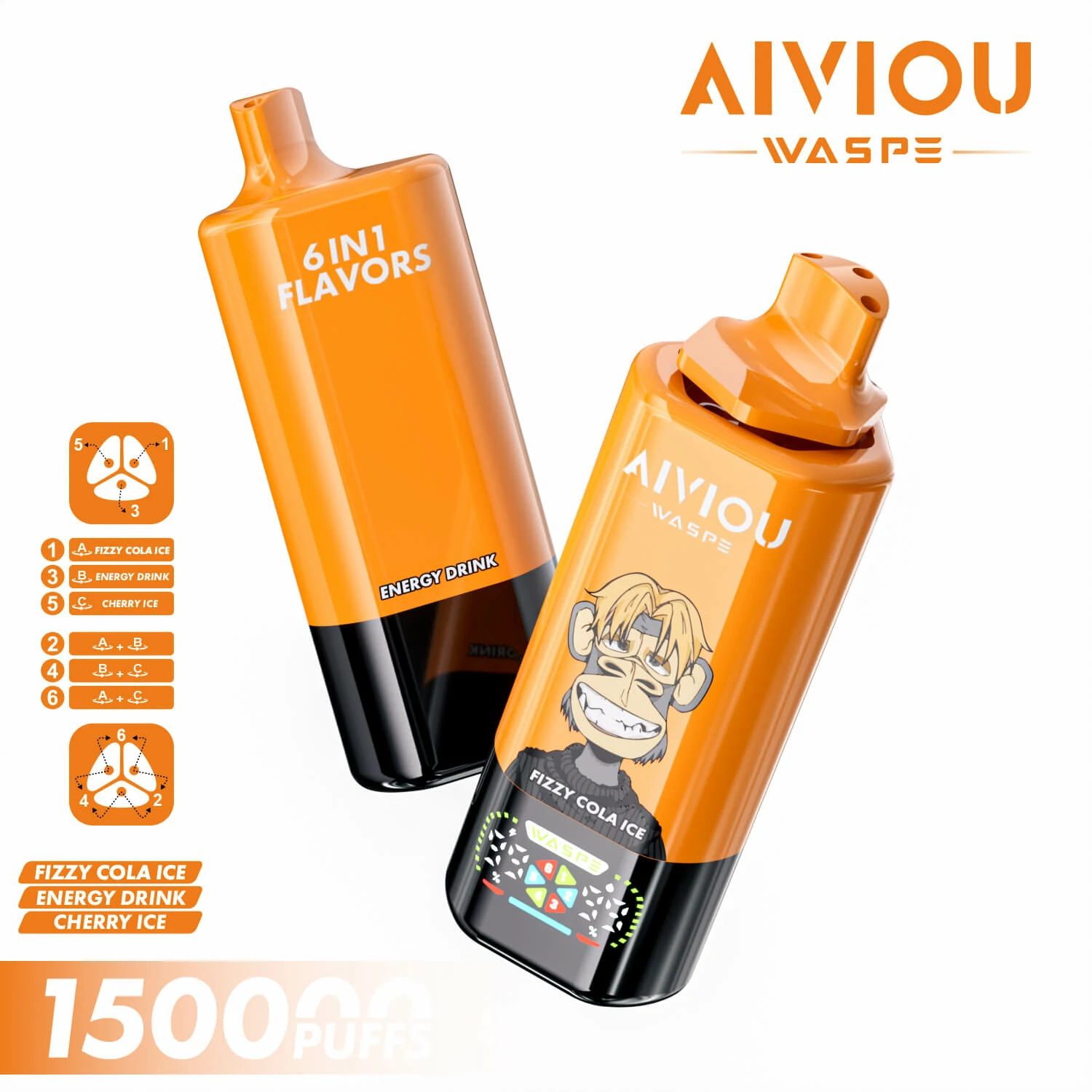 WASPE AIVIOU 150000パフ 6-in-1 使い捨て電子タバコ - image 4