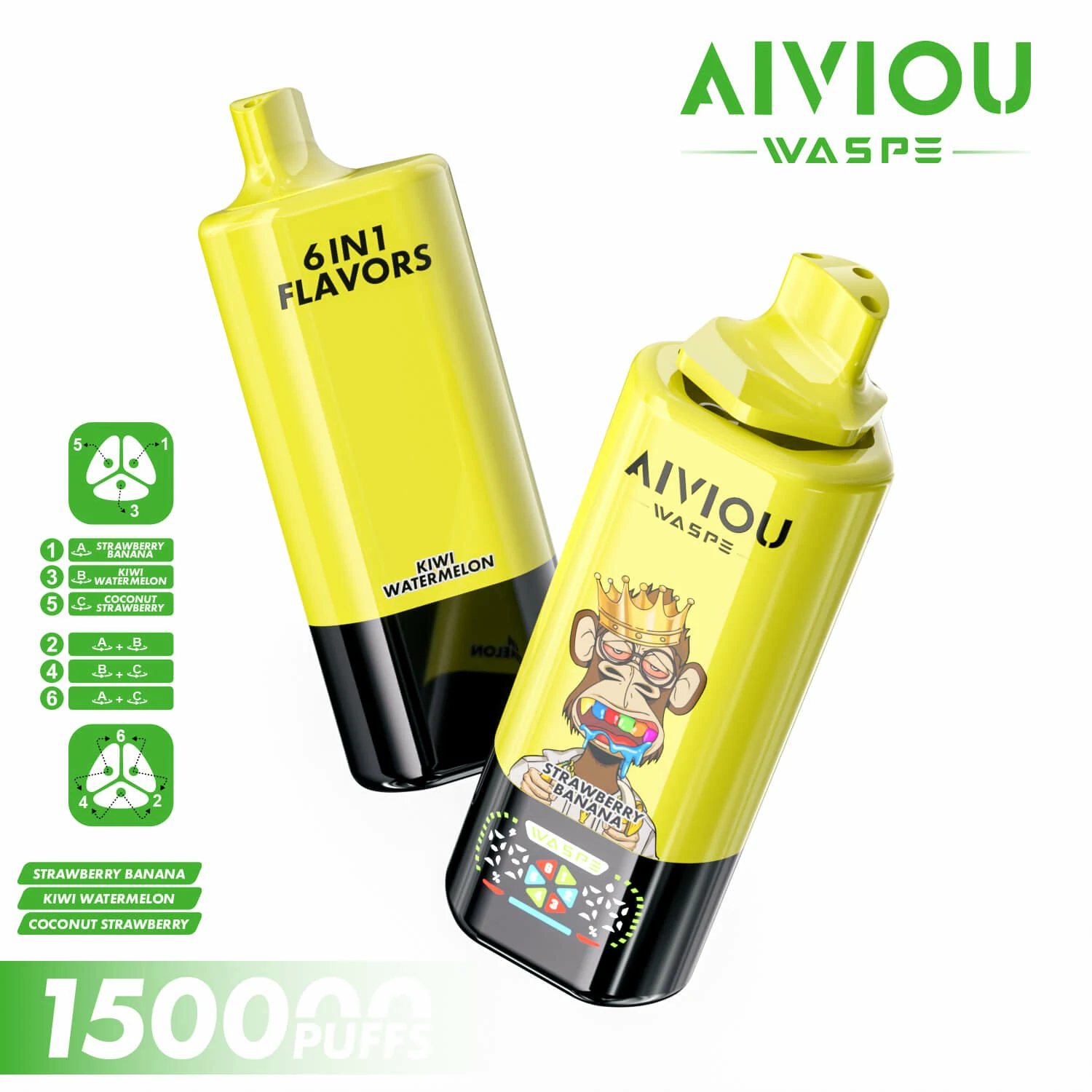 WASPE AIVIOU 150000パフ 6-in-1 使い捨て電子タバコ - image 9