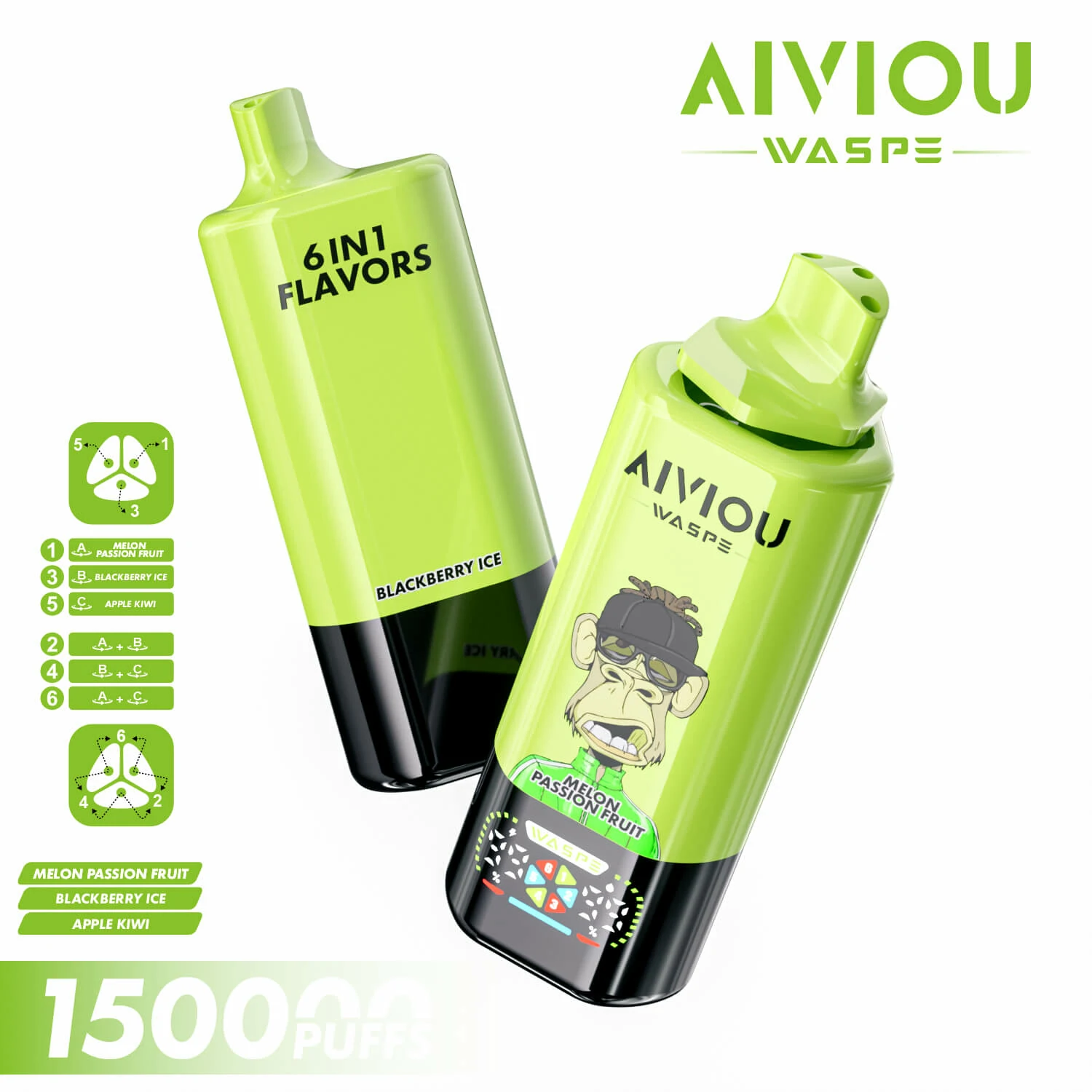 WASPE AIVIOU 150000パフ 6-in-1 使い捨て電子タバコ - image 7