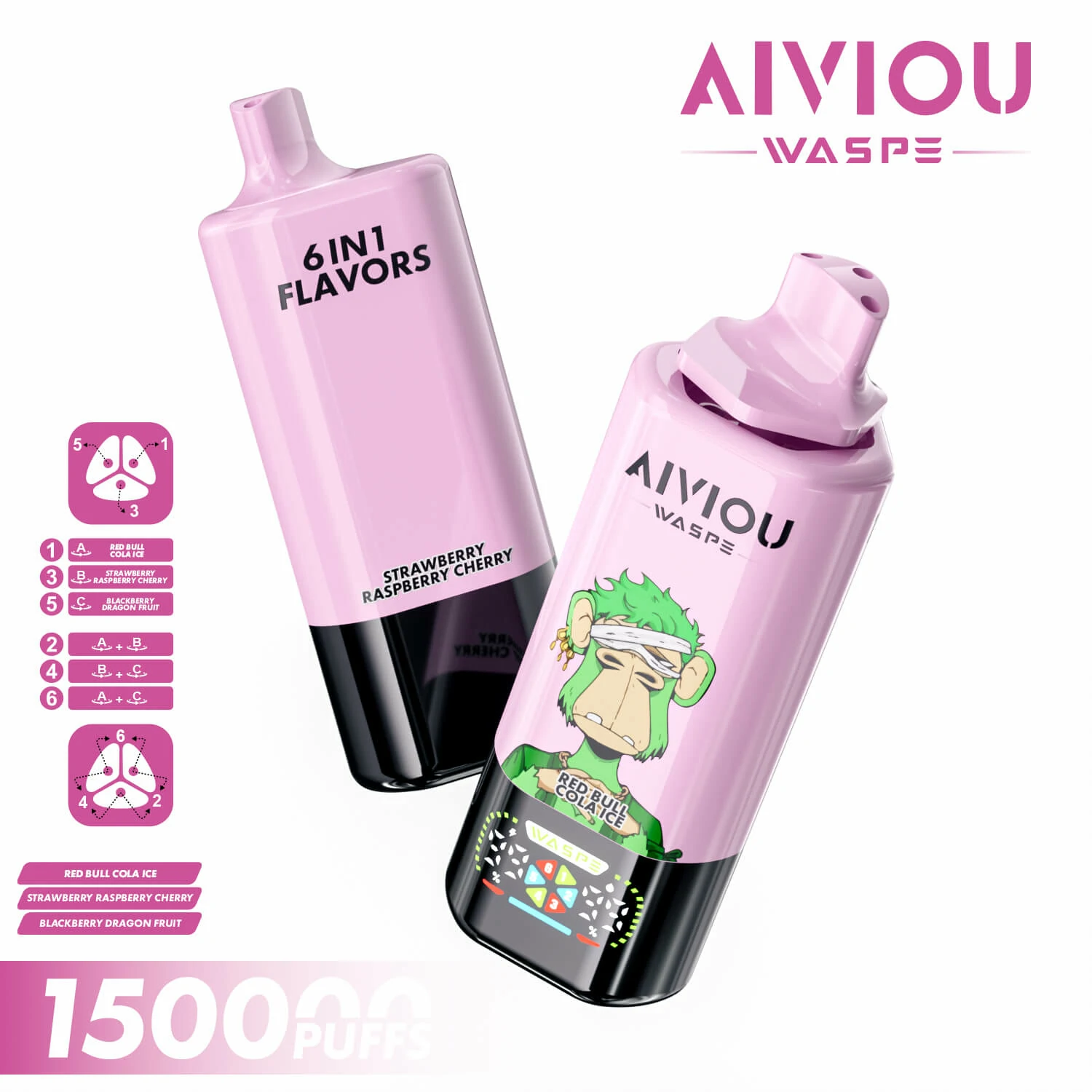 WASPE AIVIOU 150000パフ 6-in-1 使い捨て電子タバコ - image 6
