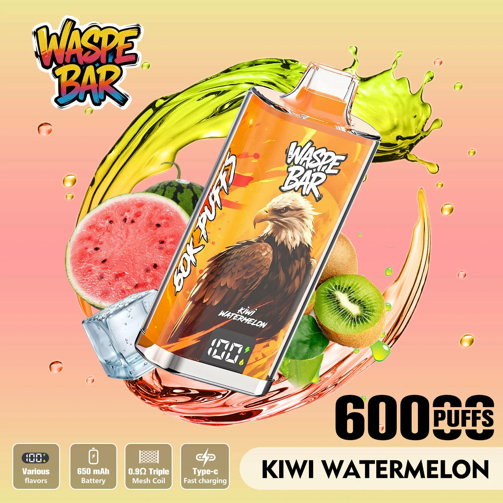 WASPE Bar 60000パフ 3-in-1 使い捨て電子タバコ - image 4