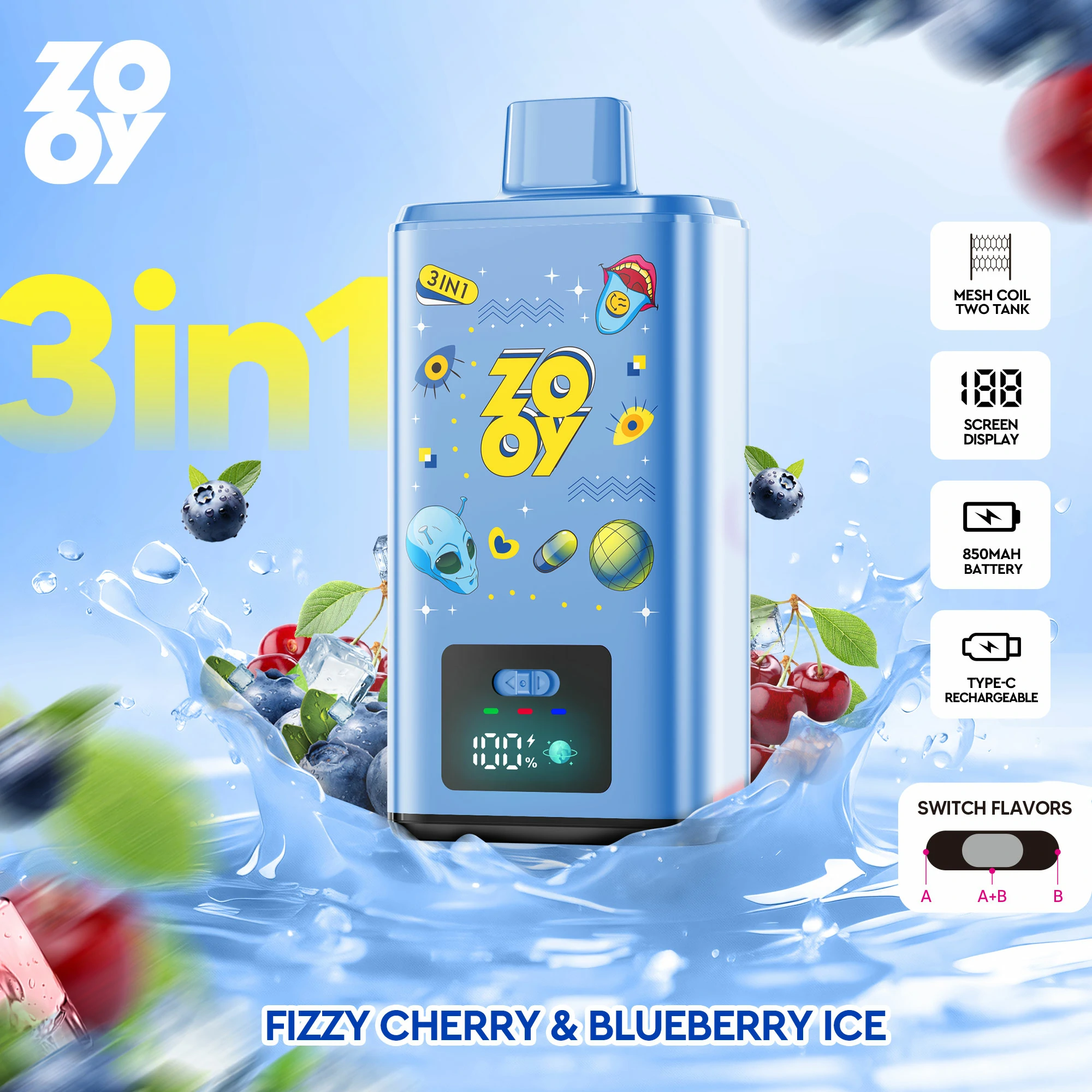 Zooy 150000パフ 3-in-1 使い捨て電子タバコ - image 4