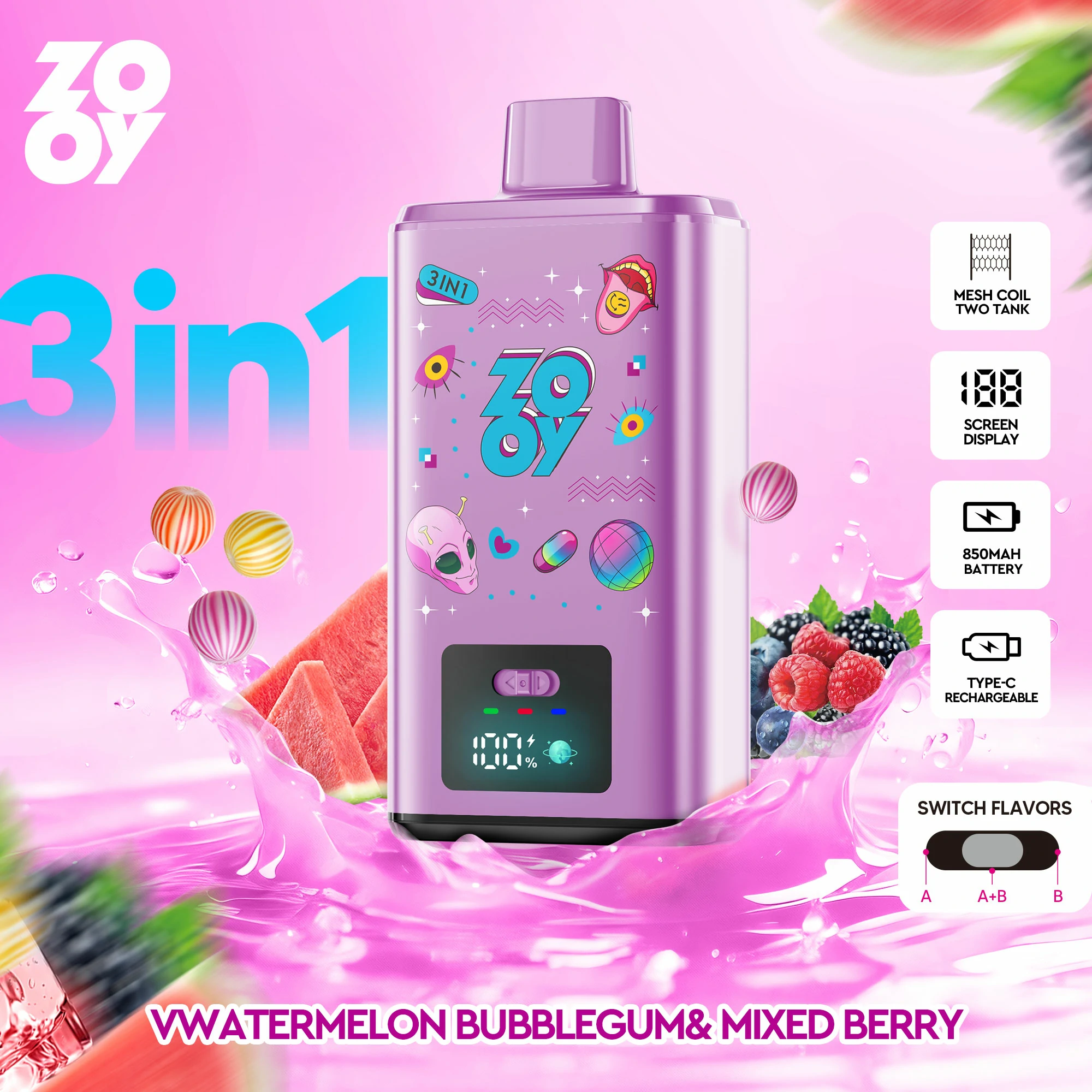 Zooy 150000パフ 3-in-1 使い捨て電子タバコ - image 11