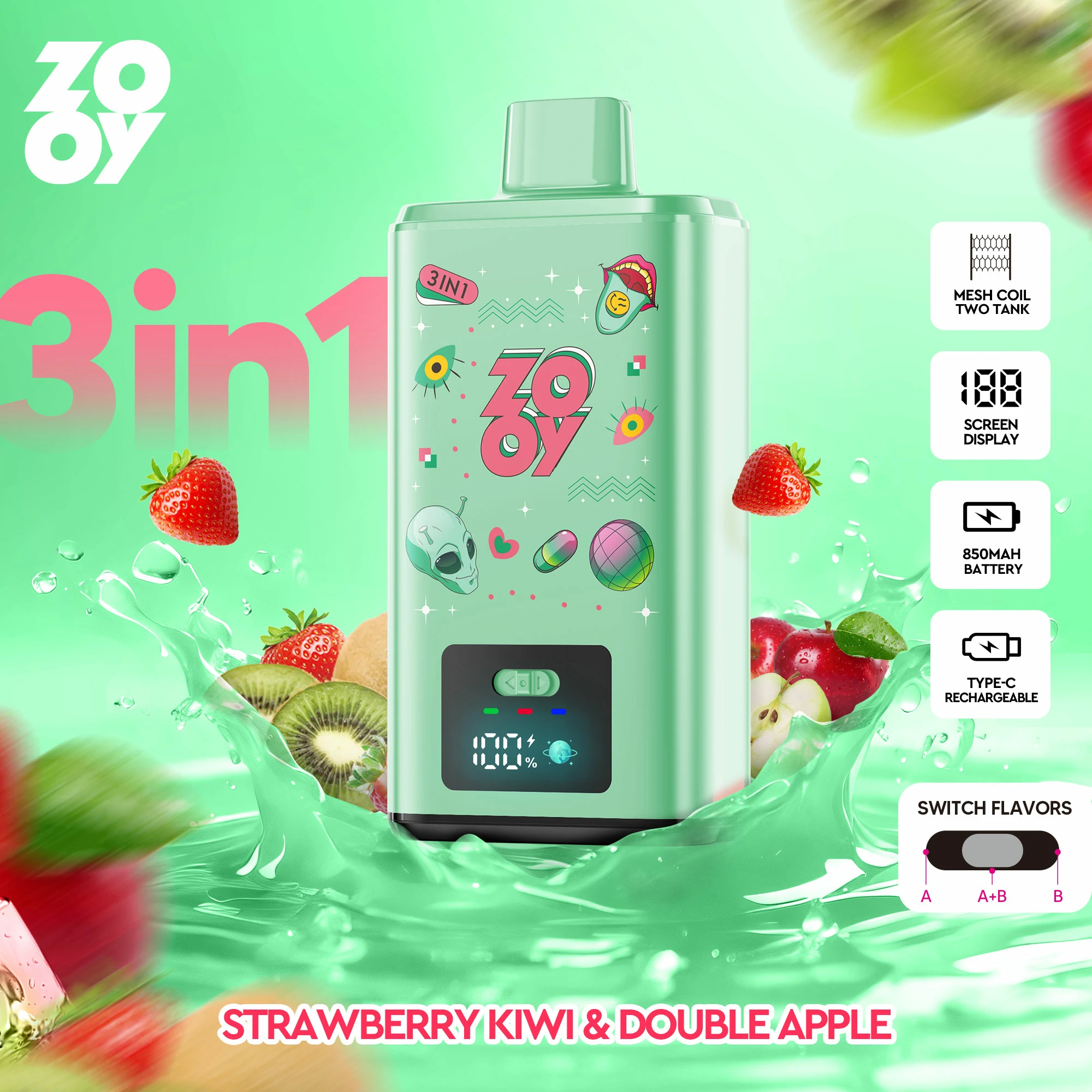 Zooy 150000パフ 3-in-1 使い捨て電子タバコ - image 6