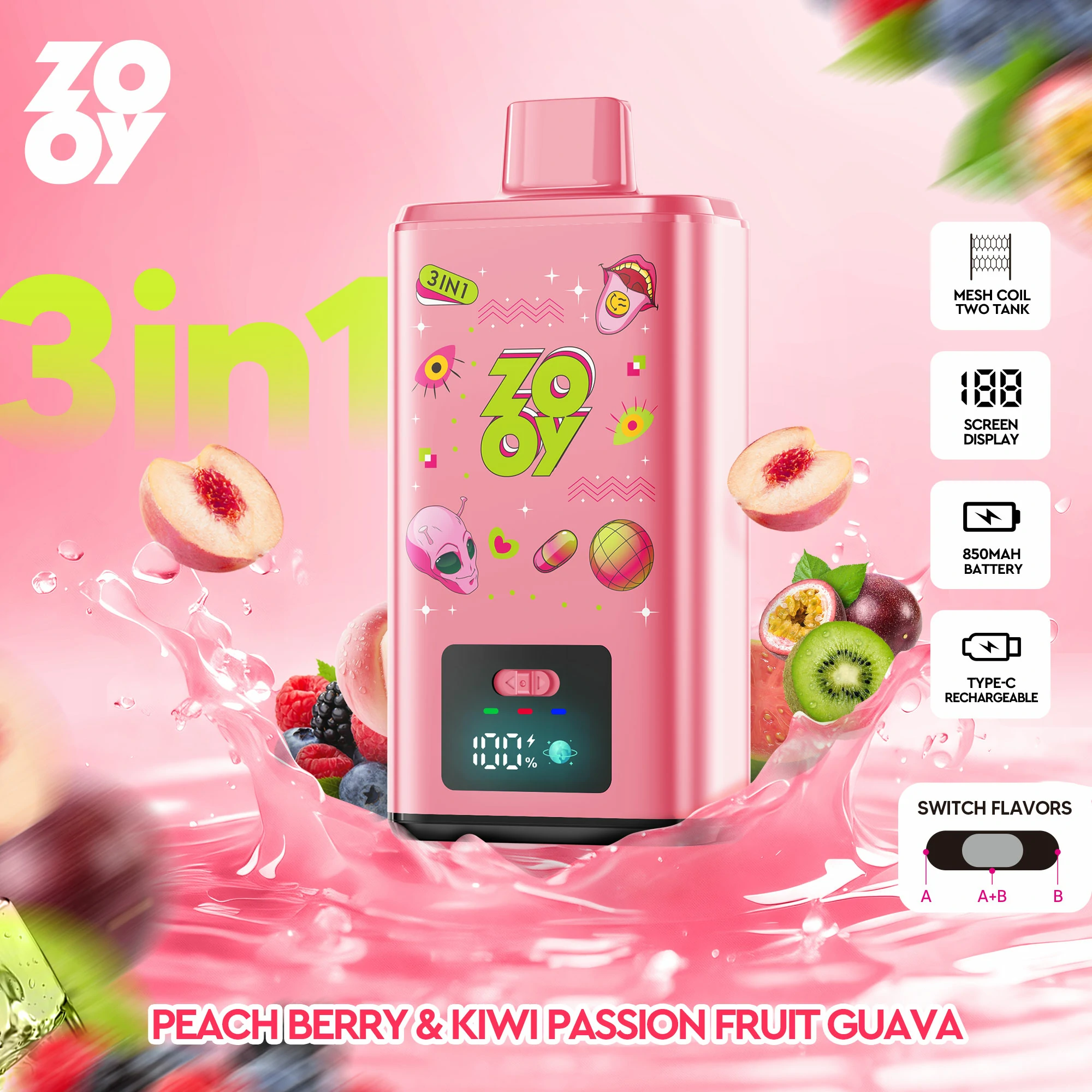 Zooy 150000パフ 3-in-1 使い捨て電子タバコ - image 10