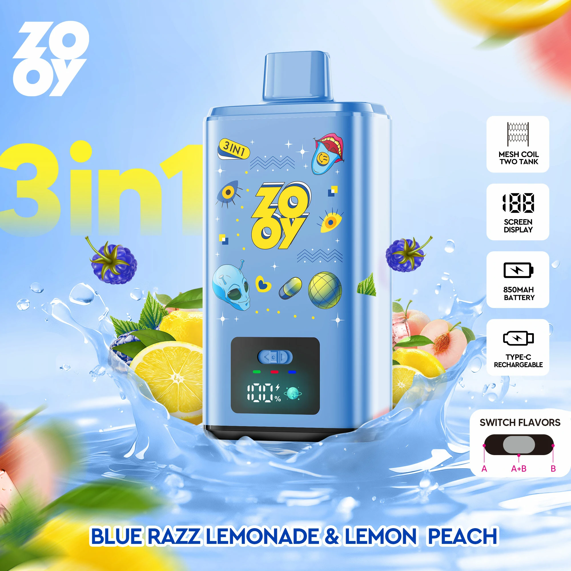Zooy 150000パフ 3-in-1 使い捨て電子タバコ - image 7