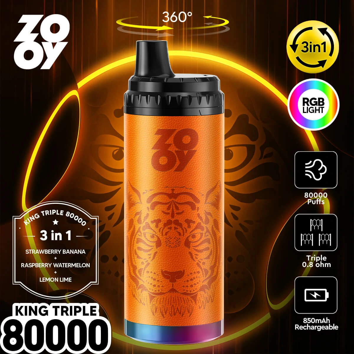ZOOY King 80000パフ 3-in-1 使い捨て電子タバコ - image 2